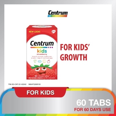 CENTRUM Multivitamin & Mineral Chewable Tablets for Kids Strawberry (For Kids' Growth) 60s