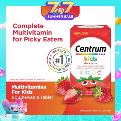 CENTRUM - Multivitamin & Mineral Chewable Tablets for Kids Strawberry (For Kids' Growth) 60s