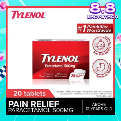 TYLENOL Adult Paracetamol Film Coated Tablet 500mg (For Fever & Pain Relief) 20s