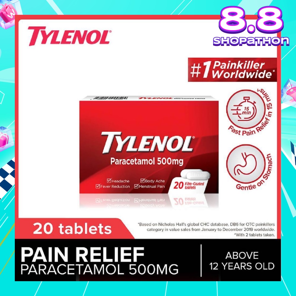 Adult Paracetamol Film Coated Tablet 500mg (For Fever & Pain Relief) 20s