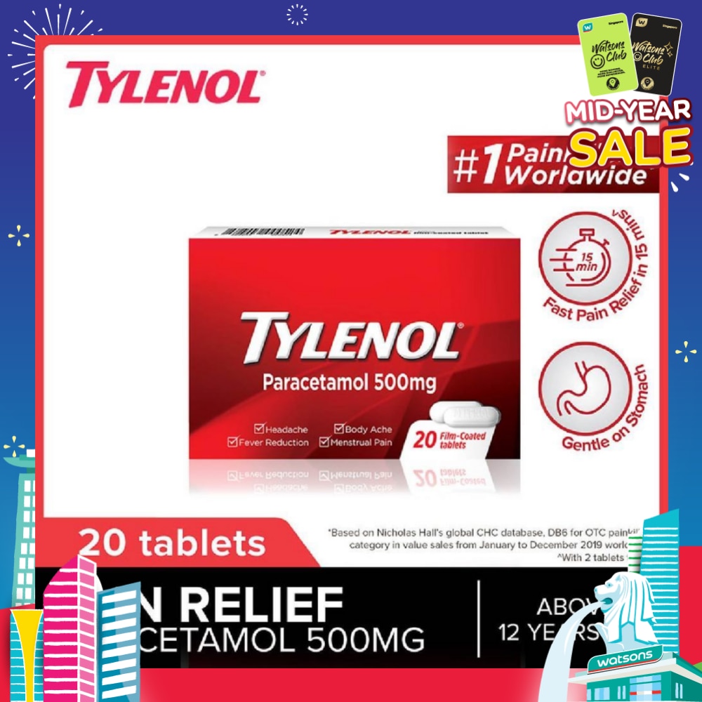 Adult Paracetamol Film Coated Tablet 500mg (For Fever & Pain Relief) 20s
