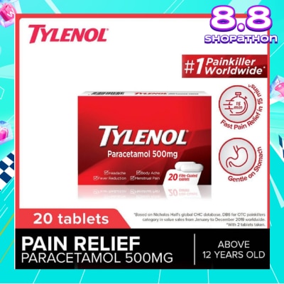 TYLENOL Adult Paracetamol Film Coated Tablet 500mg (For Fever & Pain Relief) 20s