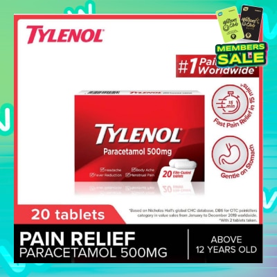 TYLENOL Adult Paracetamol Film Coated Tablet 500mg 20s (Expiry: May`2026)