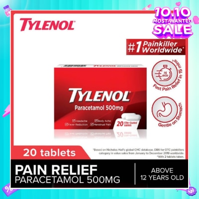 TYLENOL Adult Paracetamol Film Coated Tablet 500mg 20s (Expiry: May`2026)
