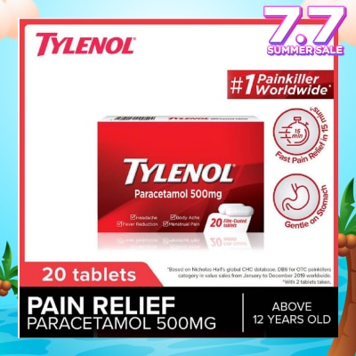 TYLENOL Adult Paracetamol Film Coated Tablet 500mg (For Fever & Pain Relief) 20s
