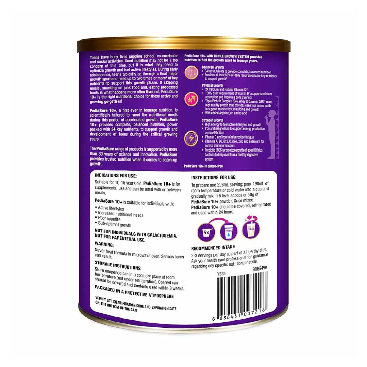 10+ Triple Growth System Classic Vanilla Flavour 800g