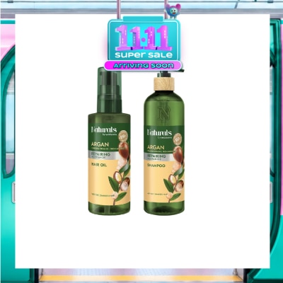 NATURALS BY WATSONS Argan + Ceramide Repairing Shampoo & Hair Oil Bundle Set 1s image