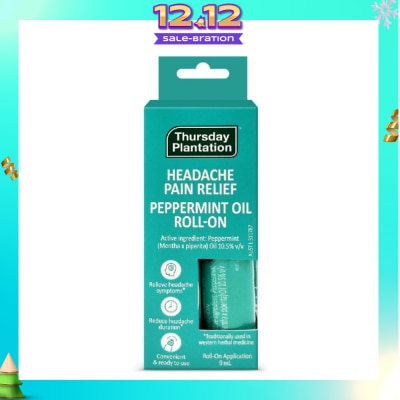 THURSDAY PLANTATION Peppermint Oil Roll On (Relieves Headache Symptoms) 9ml