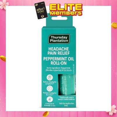 THURSDAY PLANTATION Peppermint Oil Roll On (Relieves Headache Symptoms) 9ml