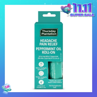 THURSDAY PLANTATION Peppermint Oil Roll On (Relieves Headache Symptoms) 9ml