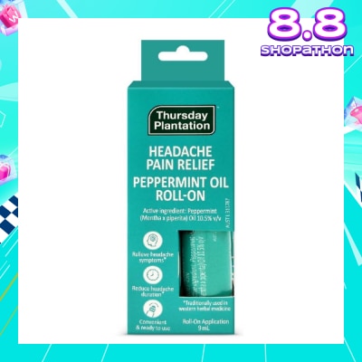THURSDAY PLANTATION Peppermint Oil Roll On (Relieves Headache Symptoms) 9ml