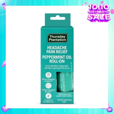 THURSDAY PLANTATION Peppermint Oil Roll On (Relieves Headache Symptoms) 9ml