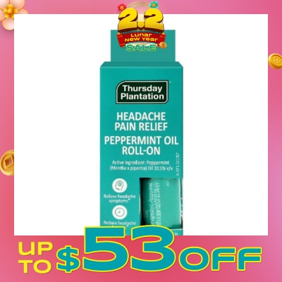 THURSDAY PLANTATION Peppermint Oil Roll On (Relieves Headache Symptoms) 9ml