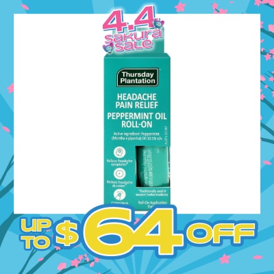 THURSDAY PLANTATION - Peppermint Oil Roll On (Relieves Headache Symptoms) 9ml (Expiry: Dec`2026)