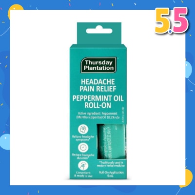 THURSDAY PLANTATION Peppermint Oil Roll On (Relieves Headache Symptoms) 9ml