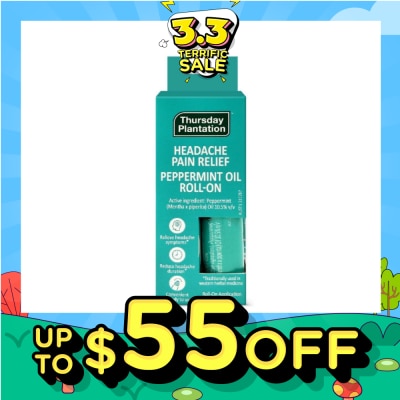 THURSDAY PLANTATION Peppermint Oil Roll On (Relieves Headache Symptoms) 9ml