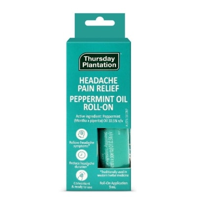 THURSDAY PLANTATION Peppermint Oil Roll On (Relieves Headache Symptoms) 9ml