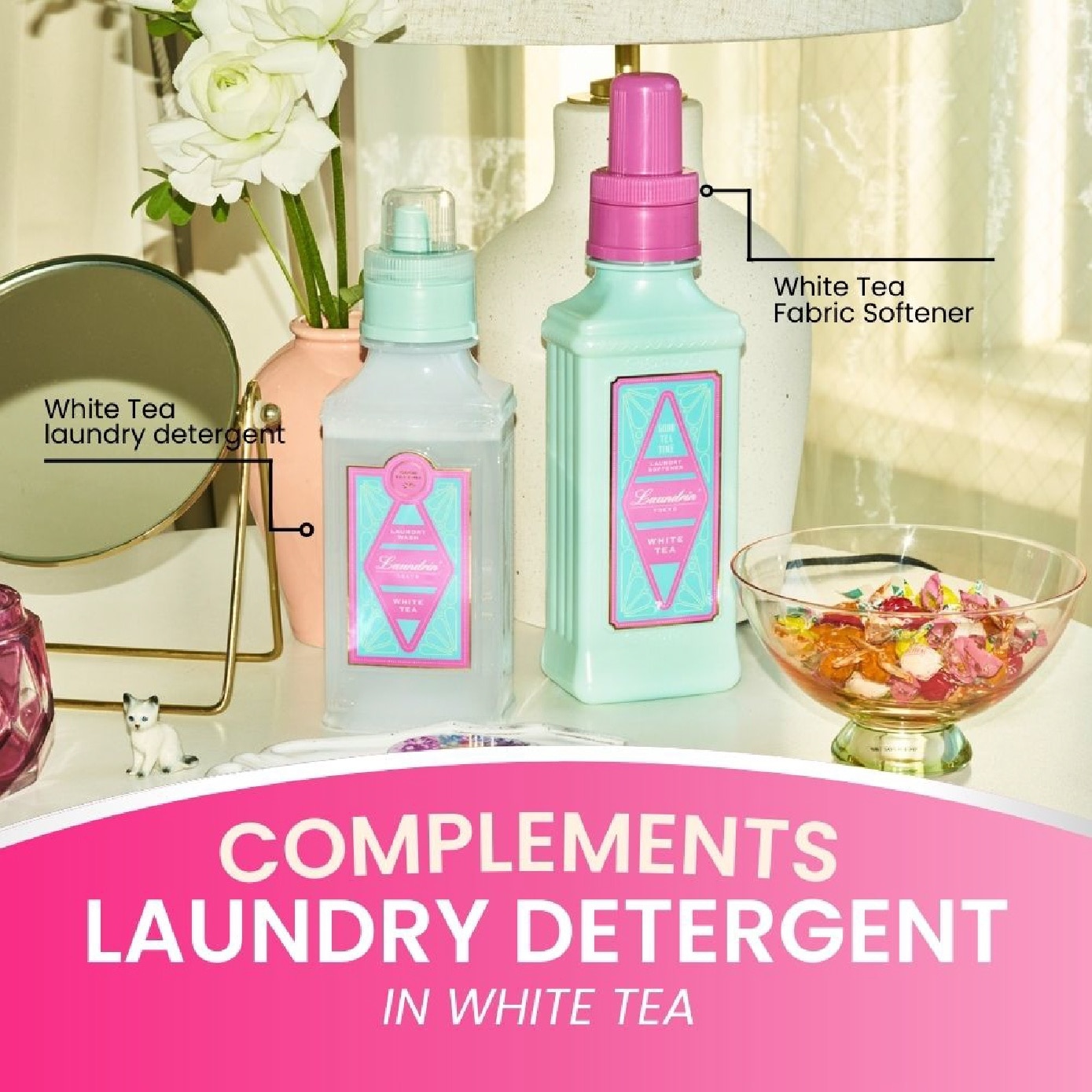 Laundry Fabric Softener White Tea Jumbo Refill Pack 1300ml