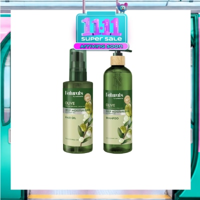 NATURALS BY WATSONS Olive + Ceramide Deep Moisturising Shampoo & Hair Oil Bundle Set 1s image