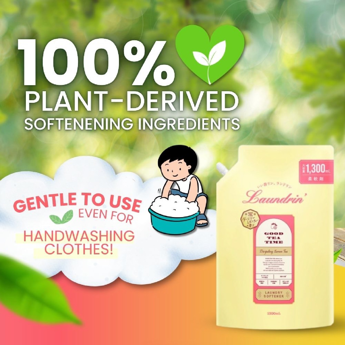 Laundry Fabric Softener Darjeeling Lemon Tea Jumbo Refill Pack 1300ml