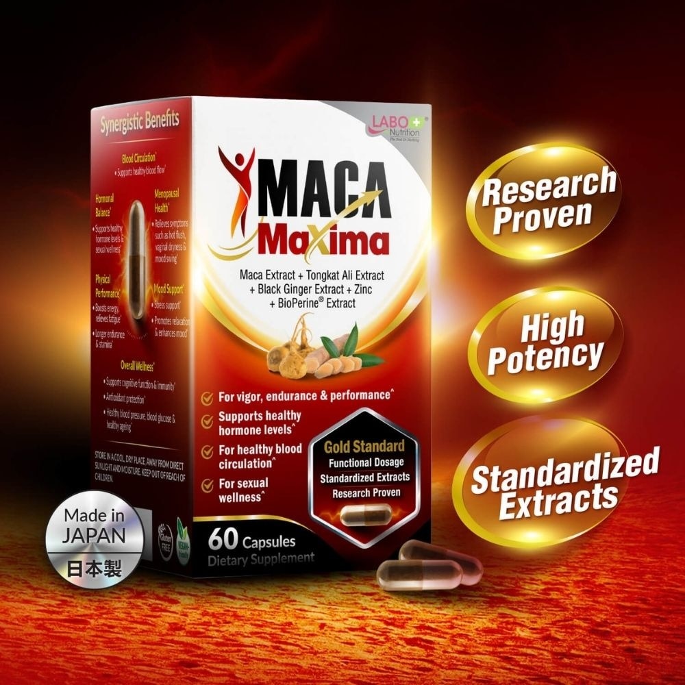 MACA Maxima Men’s Stamina Vitality with Tongkat Ali Capsules (Sexual Health, Energy & Stamina) 60s image