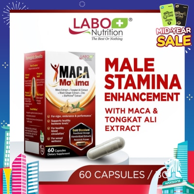 LABO NUTRITION MacaMaxima Dietary Supplement Capsule (For Men Reproductive Sexual Health, Energy, Stamina, Performance & Endurance) 60s