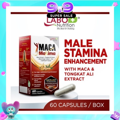 LABO NUTRITION - MACA Maxima Men’s Stamina Vitality with Tongkat Ali Capsules (Sexual Health, Energy & Stamina) 60s image