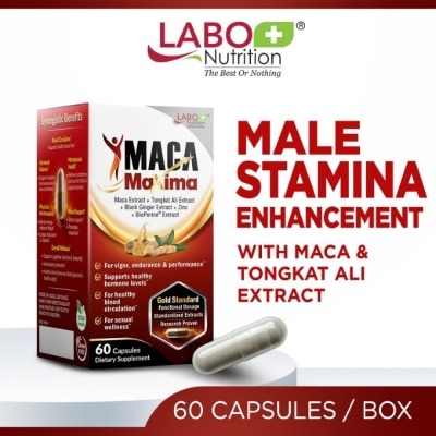 LABO NUTRITION - MACA Maxima Men’s Stamina Vitality with Tongkat Ali Capsules (Sexual Health, Energy & Stamina) 60s image