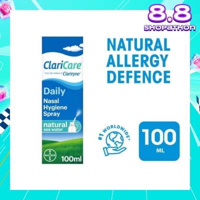 CLARITYNE Clarityn® Claricare Daily Nasal Hygiene Spray Natural Sea Water 100ml