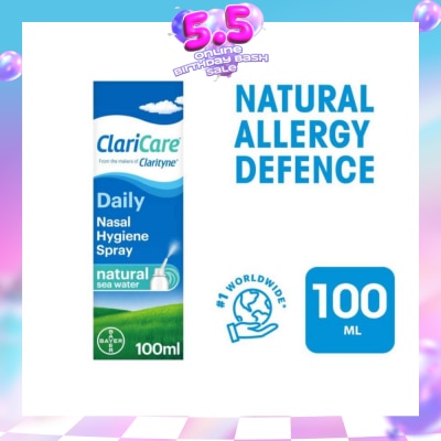 CLARITYNE - Clarityn® Claricare Daily Nasal Hygiene Spray Natural Sea Water 100ml