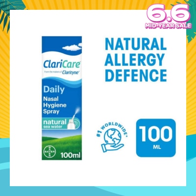 CLARITYNE Clarityn® Claricare Daily Nasal Hygiene Spray Natural Sea Water 100ml