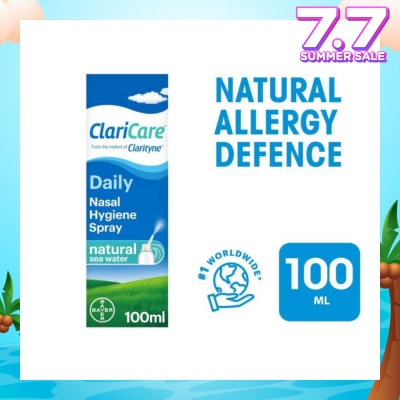 CLARITYNE Clarityn® Claricare Daily Nasal Hygiene Spray Natural Sea Water 100ml