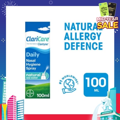 CLARITYNE Clarityn® Claricare Daily Nasal Hygiene Spray Natural Sea Water 100ml