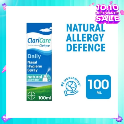 CLARITYNE Clarityn® Claricare Daily Nasal Hygiene Spray Natural Sea Water 100ml