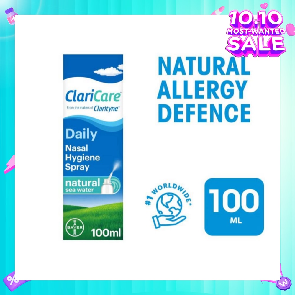 Clarityn® Claricare Daily Nasal Hygiene Spray Natural Sea Water 100ml<BR>