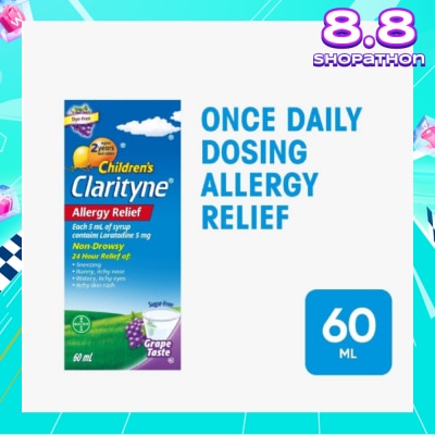 CLARITYNE Non-Drowsy Allergy Relief Syrup Grape Flavour (Suitable for Kids above 2yrs old) 60ml
