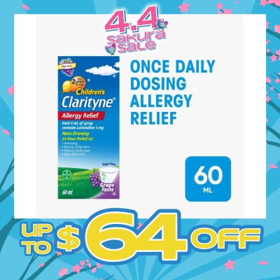 CLARITYNE - Non*Drowsy Allergy Relief Syrup Grape Flavour (Suitable for Kids above 2yrs old) 60ml