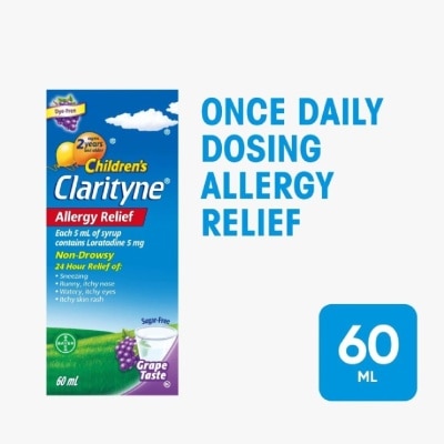 CLARITYNE Non-Drowsy Allergy Relief Syrup Grape Flavour (Suitable for Kids above 2yrs old) 60ml