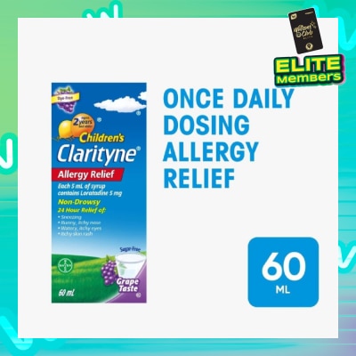 CLARITYNE Non-Drowsy Allergy Relief Syrup Grape Flavour (Suitable for Kids above 2yrs old) 60ml