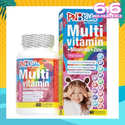 PNKids MultiVitamin + Minerals Gummies For Kids Girls (Support Immunity Growth & Development) 60s