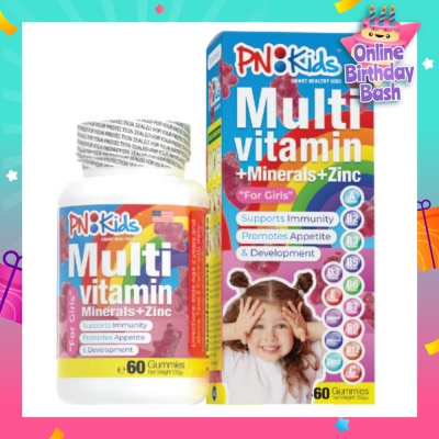 PNKids MultiVitamin + Minerals Gummies For Kids Girls (Support Immunity Growth & Development) 60s