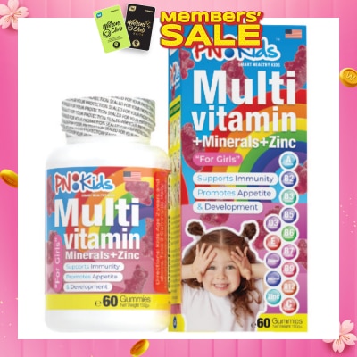 PNKids MultiVitamin + Minerals Gummies For Kids Girls (Support Immunity Growth & Development) 60s