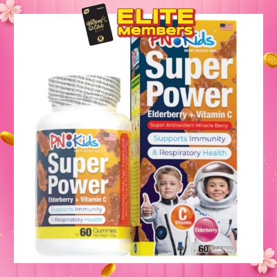 PNKids Super Power Elderberry + Vitamin C Gummies For Kids Orange Flavour (Supports Overall Health & Growth) 60s