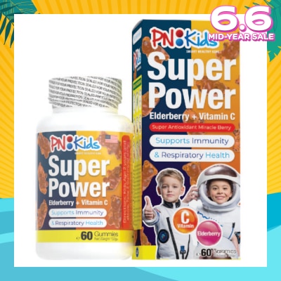 PNKids Super Power Elderberry + Vitamin C Gummies For Kids Orange Flavour (Supports Overall Health & Growth) 60s