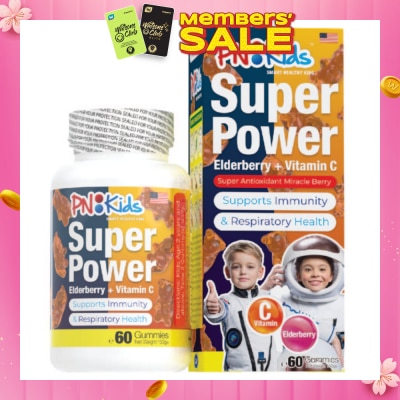 PNKids Super Power Elderberry + Vitamin C Gummies For Kids Orange Flavour (Supports Overall Health & Growth) 60s