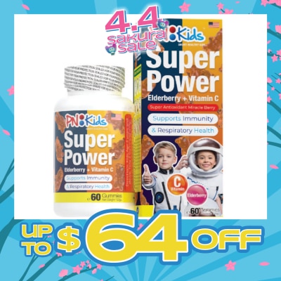 PNKids - Super Power Elderberry + Vitamin C Gummies For Kids Orange Flavour (Supports Overall Health & Growth) 60s