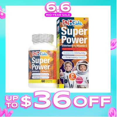 PNKids - Super Power Elderberry + Vitamin C Gummies For Kids Orange Flavour (Supports Overall Health & Growth) 60s