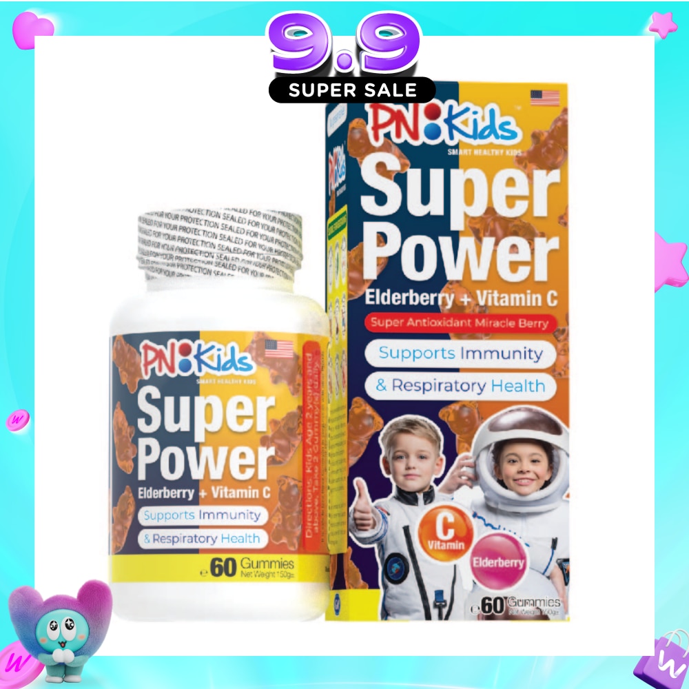 Super Power Elderberry + Vitamin C Gummies For Kids Orange Flavour (Supports Overall Health & Growth) 60s image
