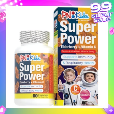 PNKids Super Power Elderberry + Vitamin C Gummies For Kids Orange Flavour (Supports Overall Health & Growth) 60s