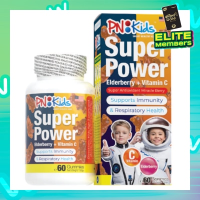 PNKids Super Power Elderberry + Vitamin C Gummies For Kids Orange Flavour (Supports Overall Health & Growth) 60s